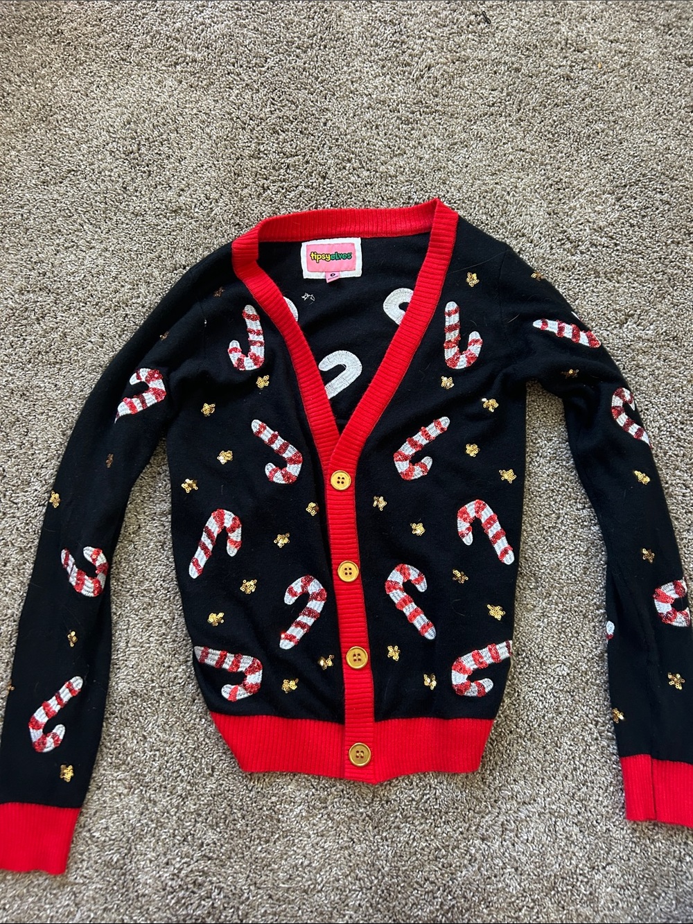 Tipsy Elves Black Sweater with Red Trim